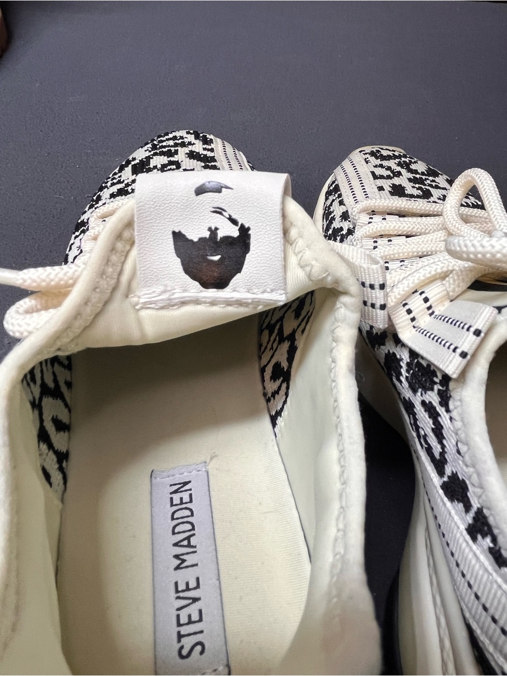 Women's Cream and Black leopard print Sneaker - Picture 8 of 9